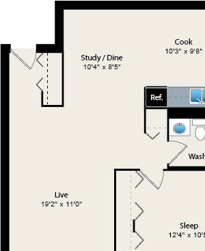 1 Bed 1 Bath Floorplan 1 Bed 1 Bath Floorplan at Reside 707 Apartments, Chicago, 60613-3223